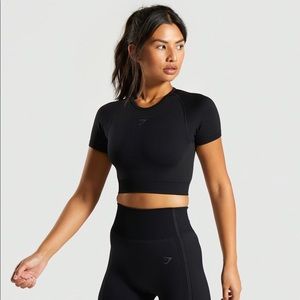 Gymshark ultra seamless crop top - black, size s